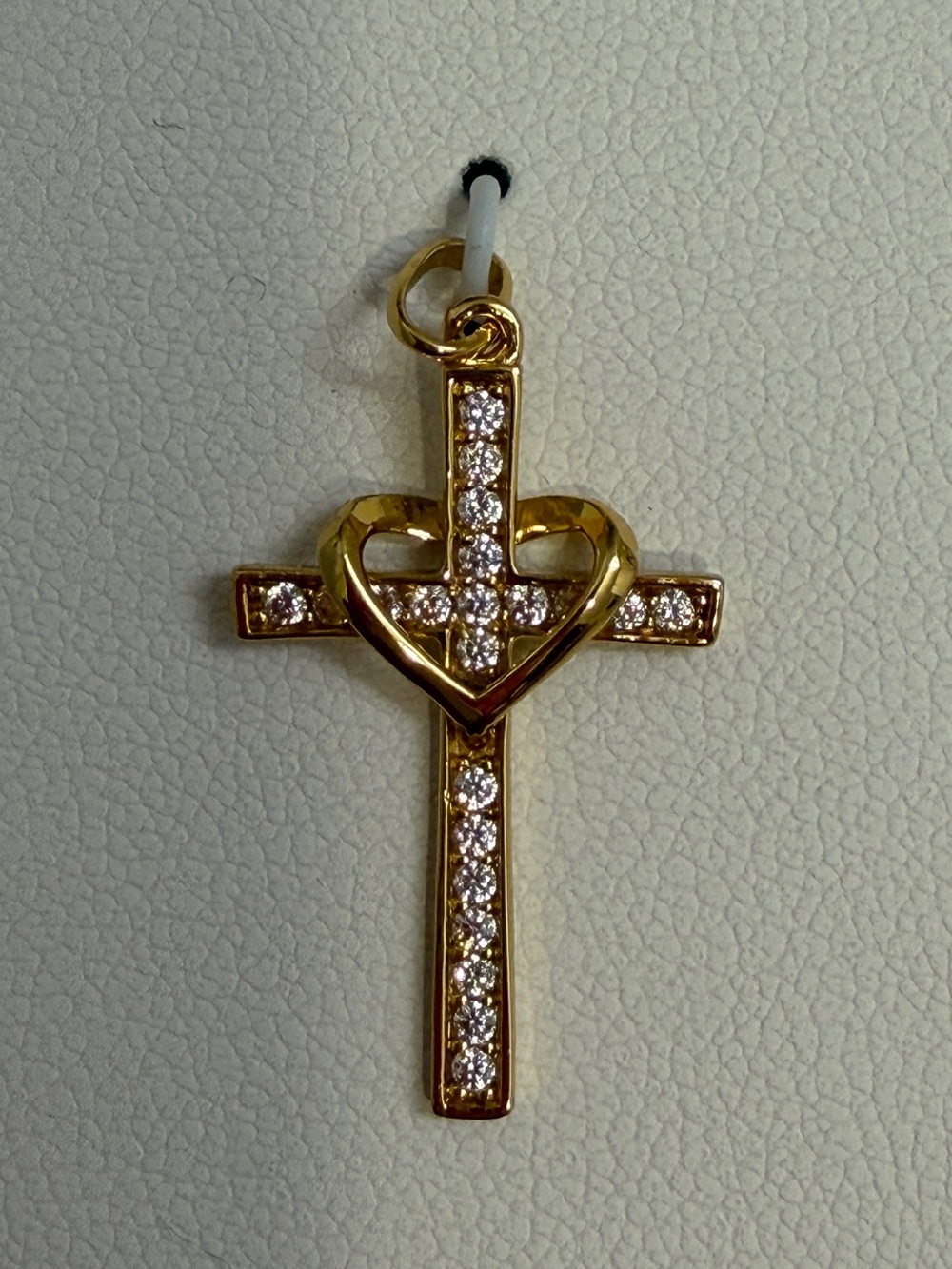 Cynthia Rowley Gold-Tone Cross Pendant with Clear Crystals and Heart